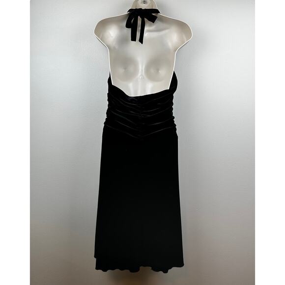 AB Studio Velvet Dress Baby Doll Halter Y2K Black Large Whimsygoth Whitchy - Picture 4 of 11